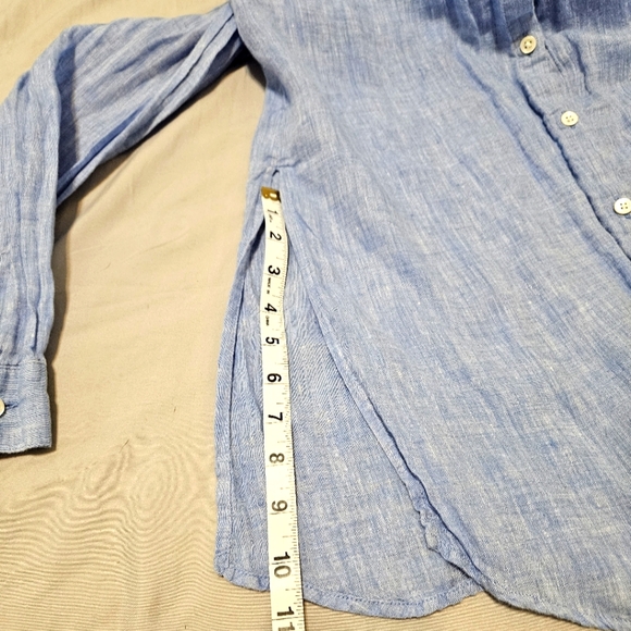 J. Jill Love Linen 100% Linen Tunic Top Button Up Lightweight Spring Blue Small - Picture 8 of 9